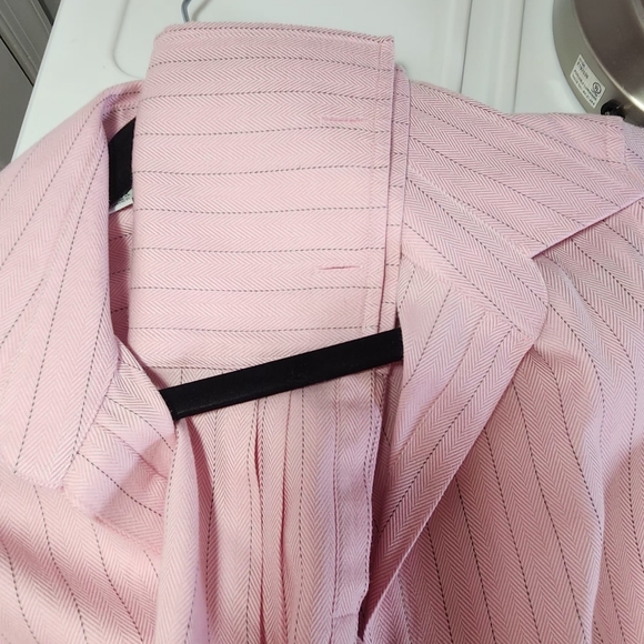 Thomas Pink Button Down V-Neck Blouse - Pink with wide pinstripes - Size "8"/US - Picture 3 of 8